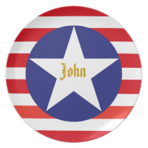 Bandera americana personalizada con iniciales o no platos para fiestas