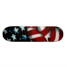 Bandera americana que agita tablas de patinar