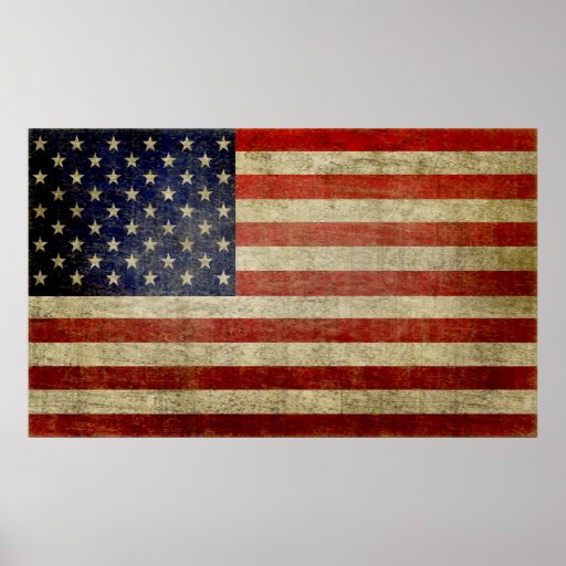 Bandera americana resistida, apenada posters