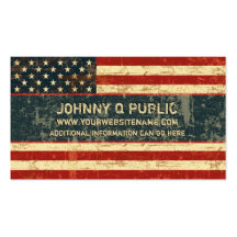 Bandera americana sucia tarjetas de visita