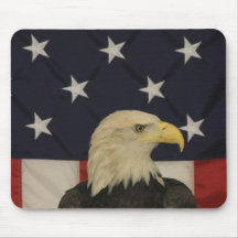Bandera americana y Eagle calvo, cojín de ratón de Alfombrilla De Ratón