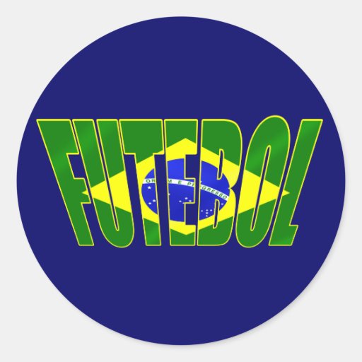 Bandera brasileña Futebol de Futebol el Brasil Ban Pegatina Redonda
