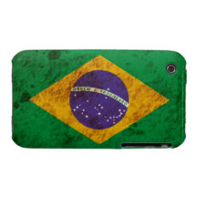 Bandera brasileña rugosa iPhone 3 Case-Mate fundas