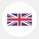 Bandera británica biselada etiqueta redonda