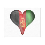 Bandera de Afganistán en un corazón Impresiones En Lona Estiradas
