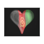Bandera de Afganistán en un corazón Impresion De Lienzo