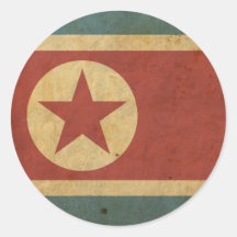 Bandera de Corea del Norte del vintage Etiqueta
