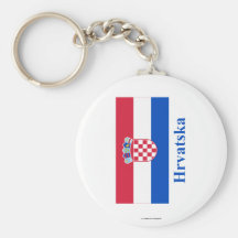 Bandera de Croacia con nombre en croata Llaveros