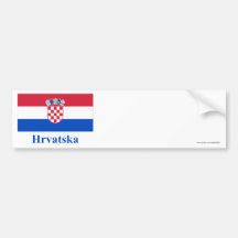 Bandera de Croacia con nombre en croata Pegatina De Parachoque