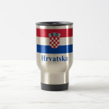 Bandera de Croacia con nombre en croata Tazas De Café
