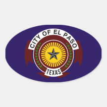 Bandera de CUATRO El Paso Pegatina Óval