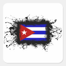 Bandera de Cuba Calcomanias Cuadradas