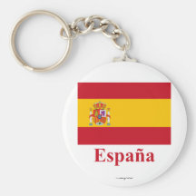 Bandera de España con nombre en español Llaveros Personalizados