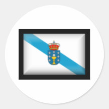 Bandera de España Galicia Pegatina Redonda