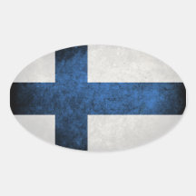 Bandera de Finlandia Pegatinas De Óval