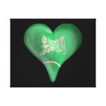 Bandera de la Arabia Saudita en un corazón Impresiones De Lienzo