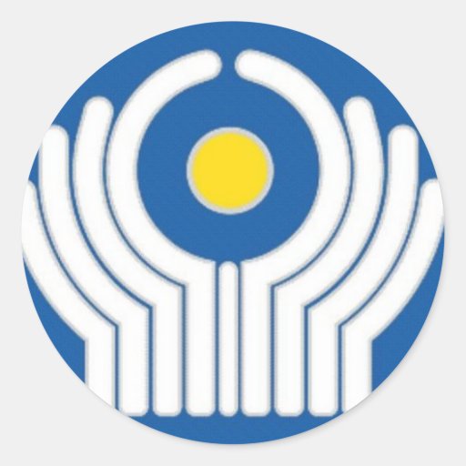 Bandera de la Comunidad de Estados independientes Etiqueta Redonda Zazzle