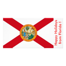 Bandera de la Florida, buenas fiestas de los E.E.U Tarjeta Con Foto Personalizada