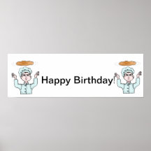 Bandera de la pizza del feliz cumpleaños impresiones
