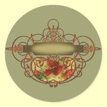 Bandera de la voluta de la amapola pegatinas
