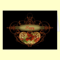 Bandera de la voluta de la amapola tarjetas
