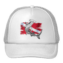 Bandera de la zambullida con el tiburón-buceador d gorros bordados