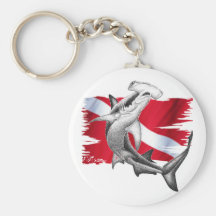 Bandera de la zambullida con el tiburón-buceador d llavero