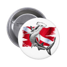 Bandera de la zambullida con el tiburón-buceador d pins