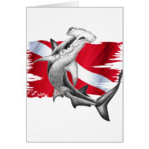 Bandera de la zambullida con el tiburón-buceador d tarjetas