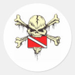 bandera de la zambullida del cráneo pegatina