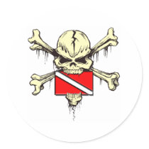 bandera de la zambullida del cráneo pegatinas