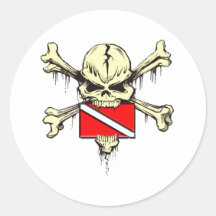 bandera de la zambullida del cráneo pegatina