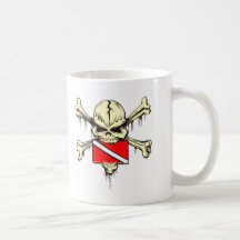 bandera de la zambullida del cráneo tazas