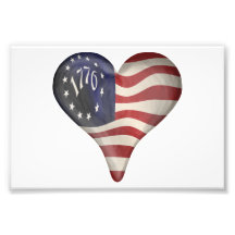 Bandera de los E.E.U.U. 1776 en un corazón Impresion Fotografica
