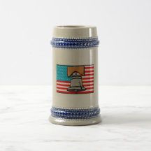 Bandera de los E.E.U.U. con Liberty Bell Tazas De Café