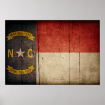 Bandera de madera rugosa de Carolina del Norte Posters