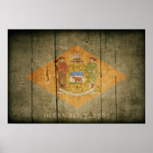 Bandera de madera rugosa de Delaware Posters