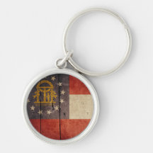 Bandera de madera rugosa de Georgia Llavero