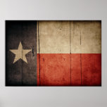 Bandera de madera rugosa de Tejas Poster