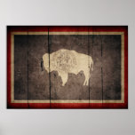 Bandera de madera rugosa de Wyoming Posters