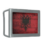 Bandera de madera vieja de Albania Hebilla Cinturon Rectangular