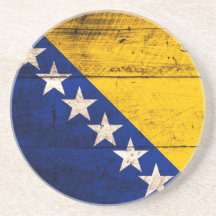 Bandera de madera vieja de Bosnia Posavasos Diseño