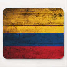 Bandera de madera vieja de Colombia Alfombrilla De Ratón
