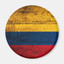 Bandera de madera vieja de Colombia Iman Para Frigorífico