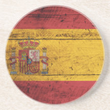 Bandera de madera vieja de España Posavasos Manualidades