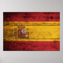 Bandera de madera vieja de España Poster