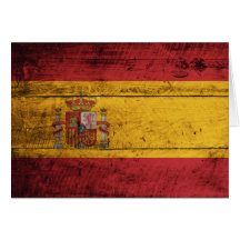 Bandera de madera vieja de España Tarjetón