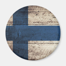 Bandera de madera vieja de Finlandia Imanes