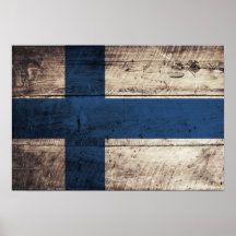 Bandera de madera vieja de Finlandia Posters