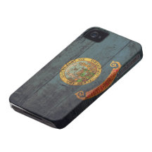Bandera de madera vieja de Idaho; Case-Mate iPhone 4 Cobertura